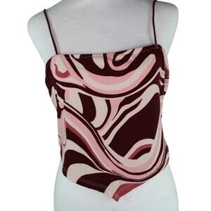 Burch and Stone Retro 90s Tank Cami Backless Swirl Velveteen Clubwear Large